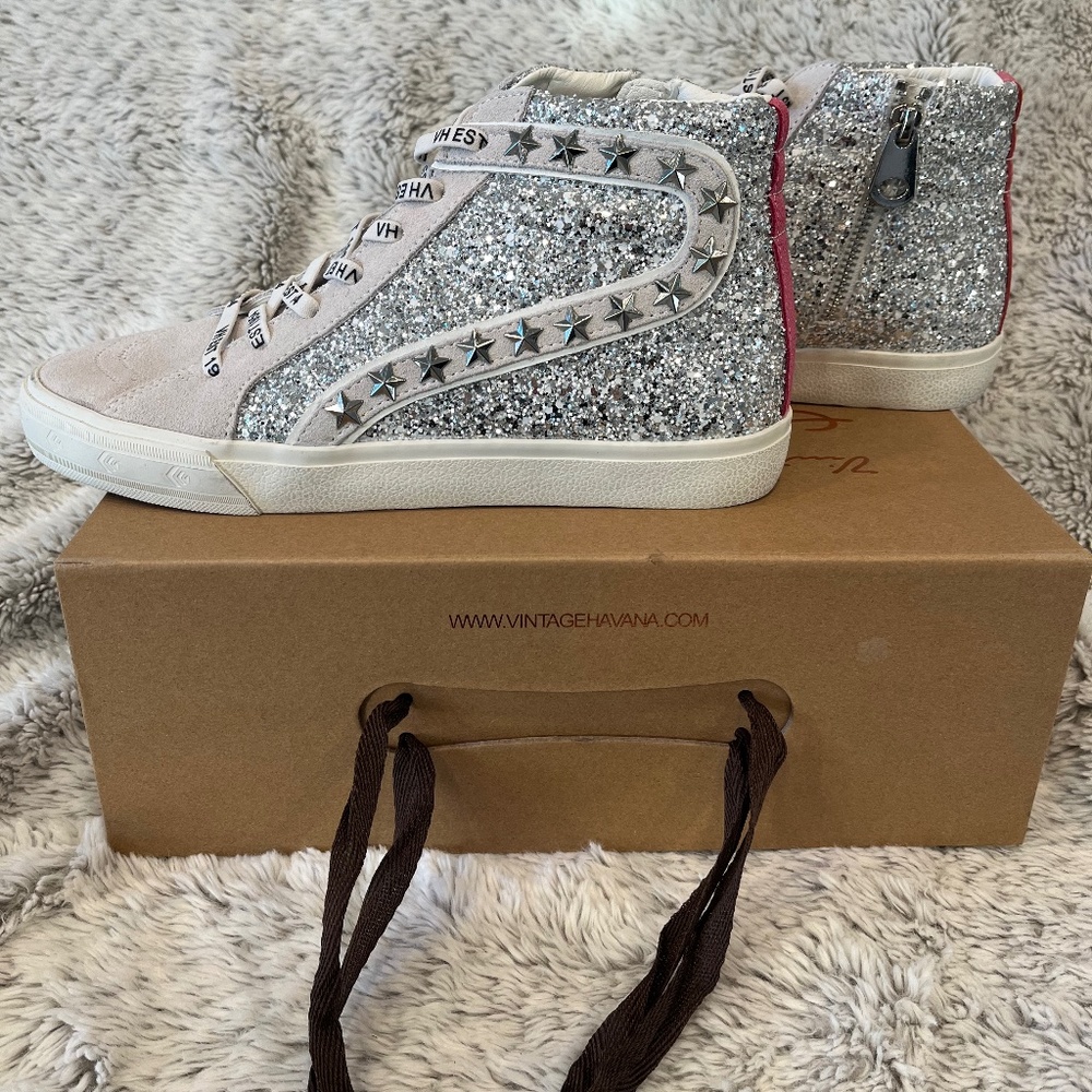 Vintage Havana High Top - Silver Glitter Ray Size 8.5 NIB